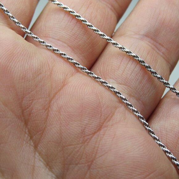 14k white *925 Sterling Silver Rope Chain Necklace - Picture 2 of 3